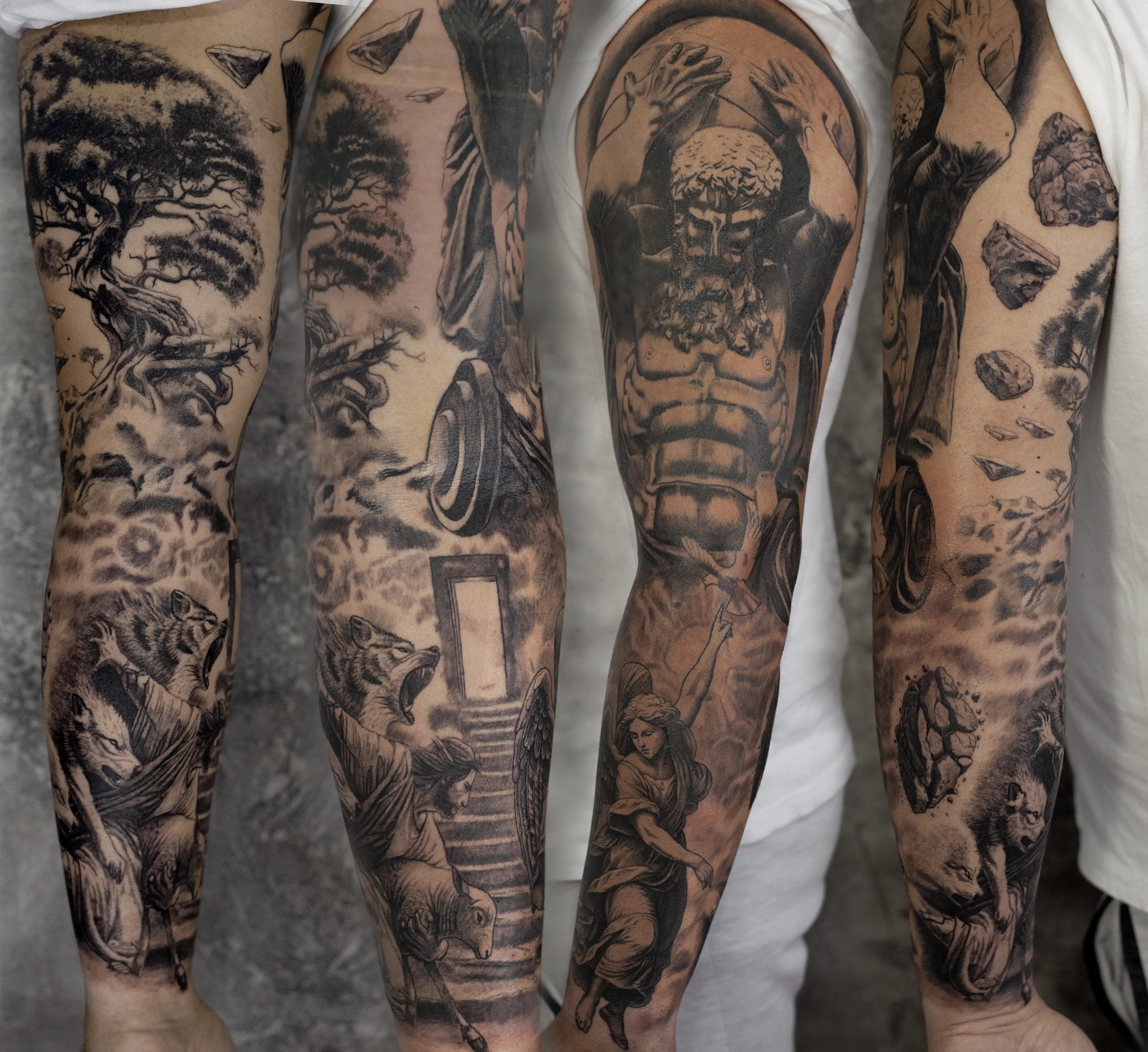 Realistični rukav (Black and Grey) - Black & Grey tetovaža Eternal Art
